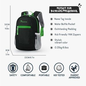 Green and Black Kids Backpack